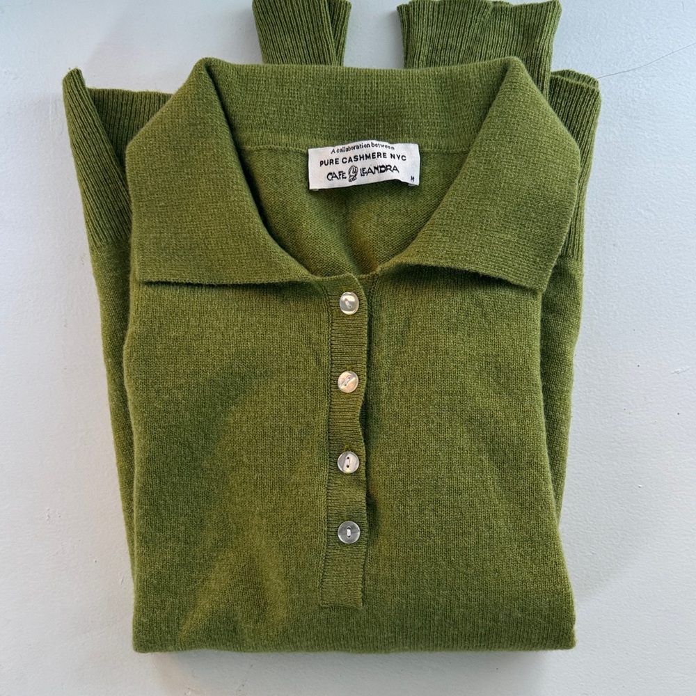 Pure Cashmere x Leandra Medine Polo Sweater
